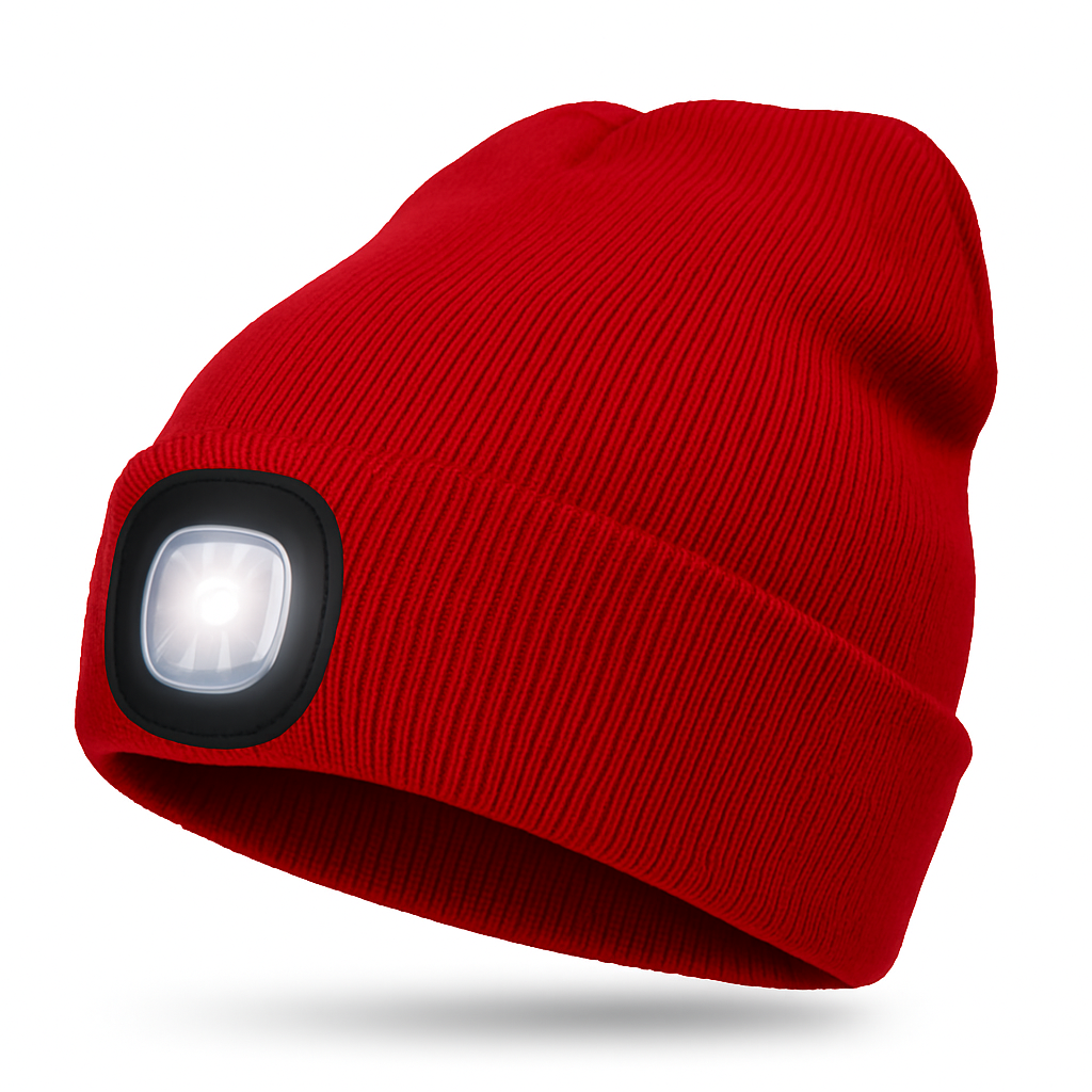 Rechargeable LED Beanie Hat with Built-In Headlight