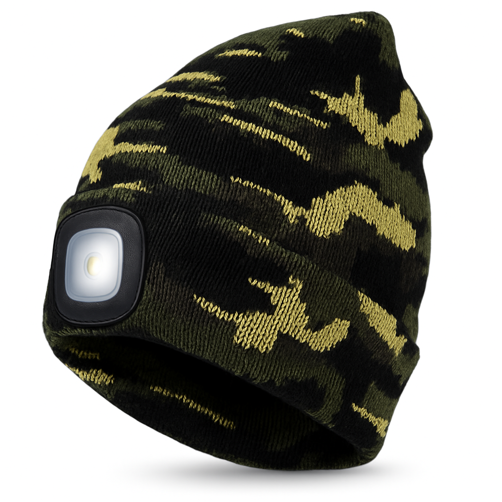 Rechargeable LED Beanie Hat with Built-In Headlight