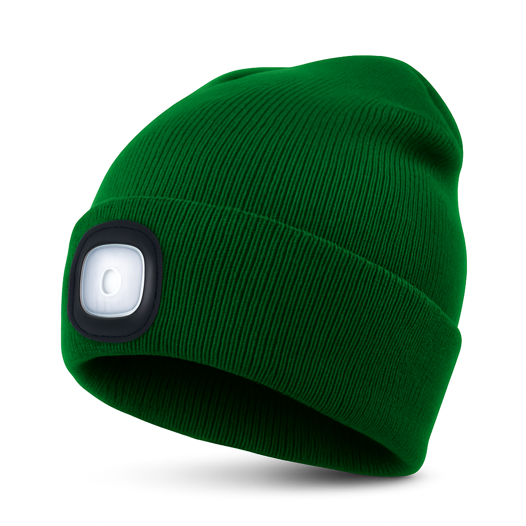 Rechargeable LED Beanie Hat with Built-In Headlight