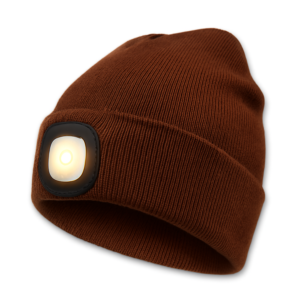 Rechargeable LED Beanie Hat with Built-In Headlight