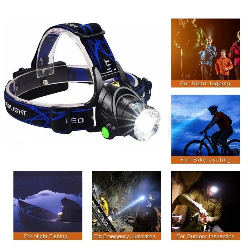 Rechargeable Waterproof LED Headlamp with Zoom