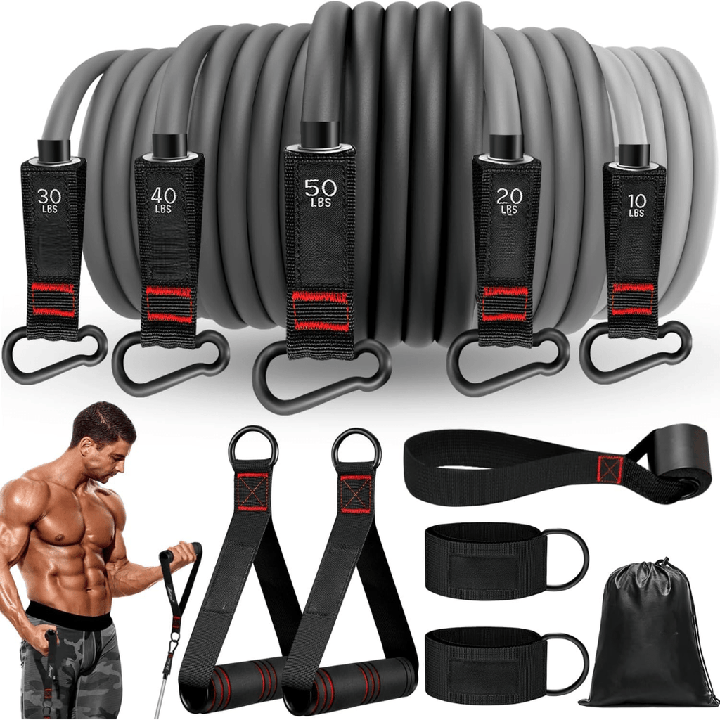 Resistance Band Set for Full Body Training with Handles, Ankle Straps & Door Anchor