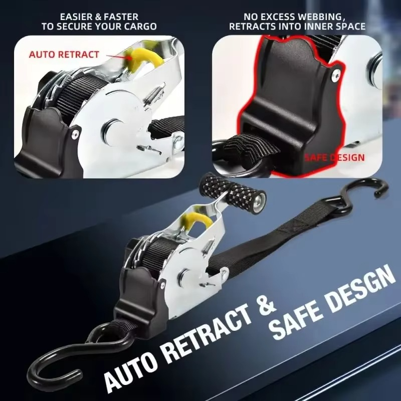 Retractable Ratchet Straps – Fast, Secure, and Tangle-Free Tie-Down Solution