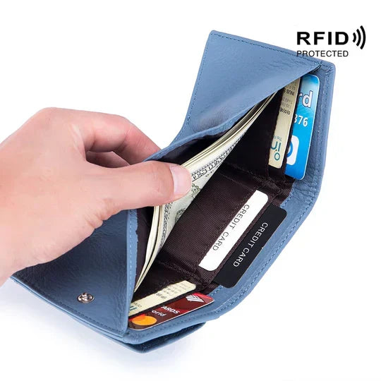 RFID Blocking Leather Wallet – Slim Card Holder for Travel
