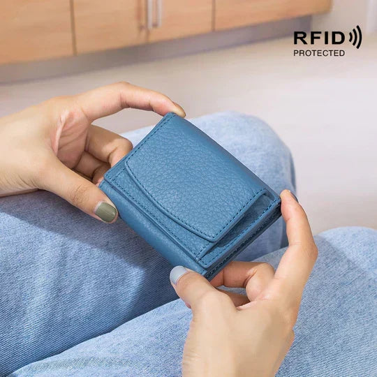 RFID Blocking Leather Wallet – Slim Card Holder for Travel