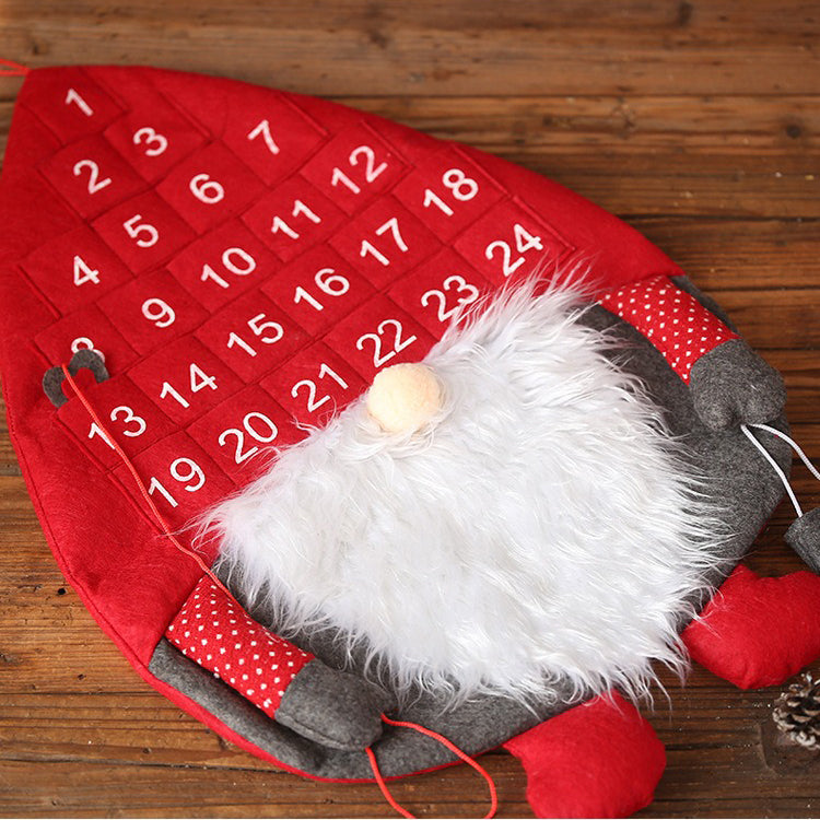 Santa Claus Advent Calendar with Pockets – Countdown to Christmas Wall Hanging