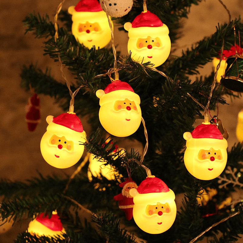 Santa Head String Lights - LED Christmas Decoration for Holidays and Parties