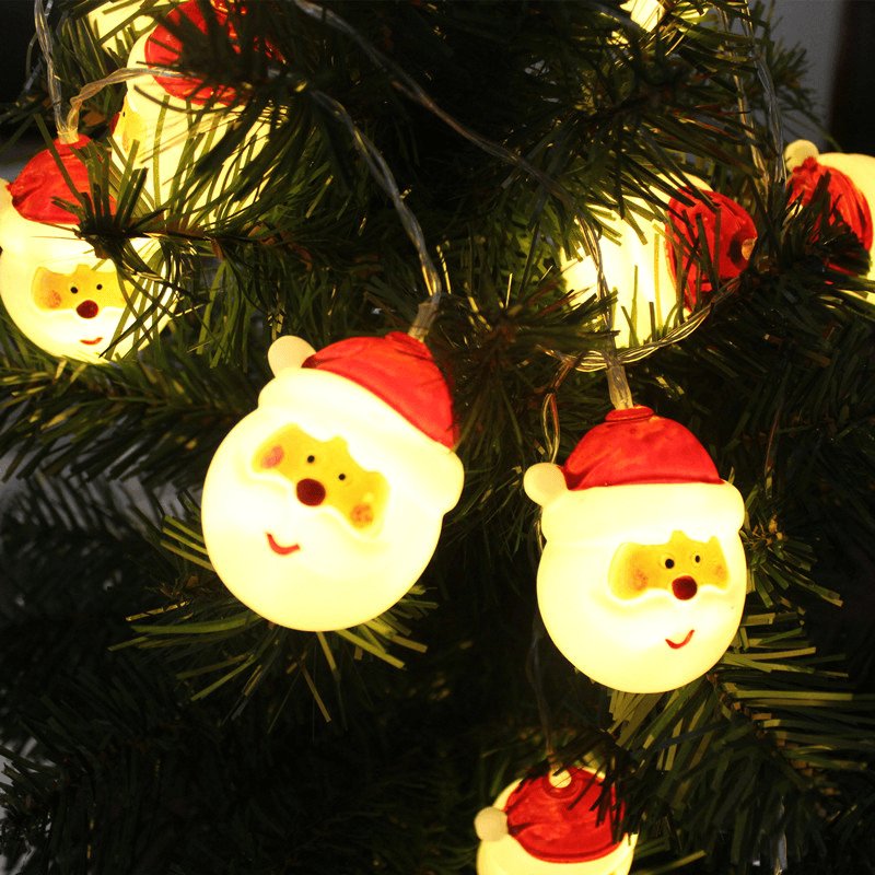 Santa Head String Lights - LED Christmas Decoration for Holidays and Parties