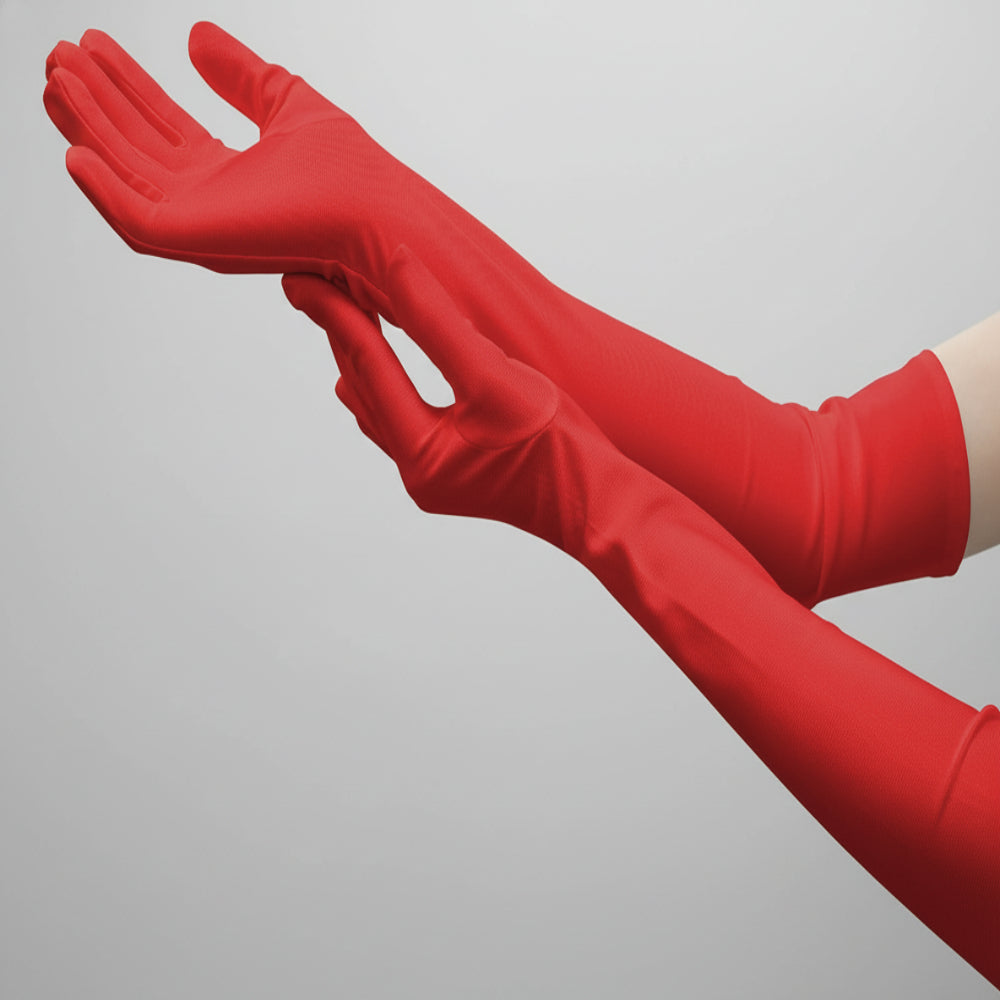 Satin Opera Gloves – Long Elbow Length for Evening Wear & Costume