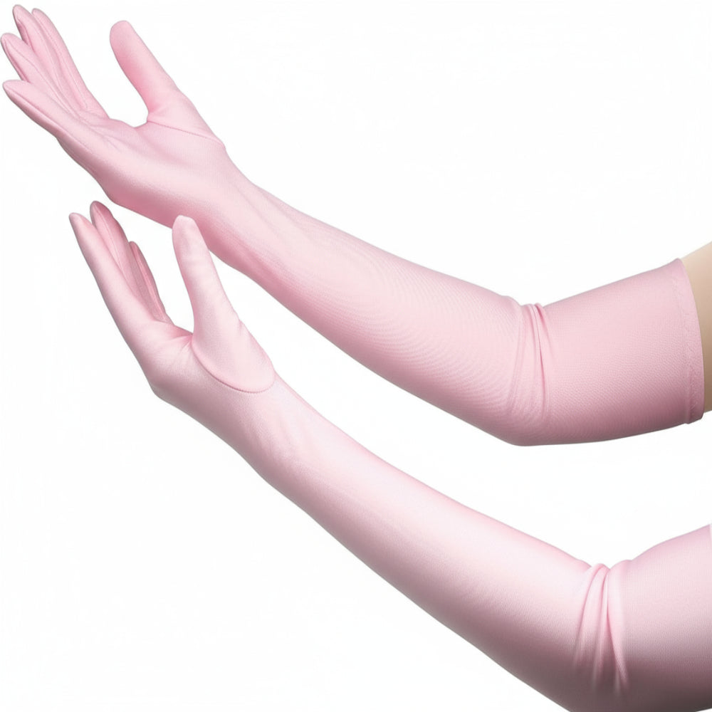 Satin Opera Gloves – Long Elbow Length for Evening Wear & Costume