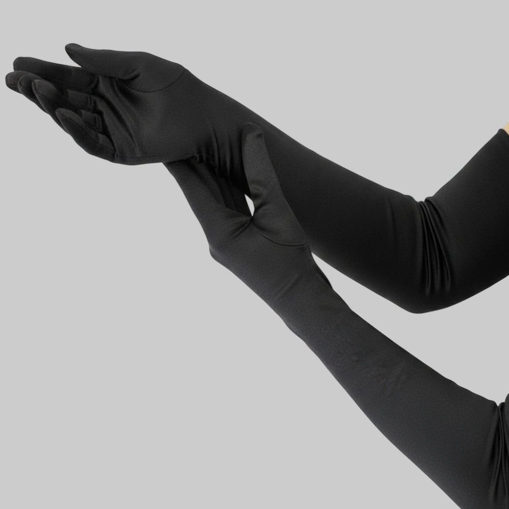 Satin Opera Gloves – Long Elbow Length for Evening Wear & Costume