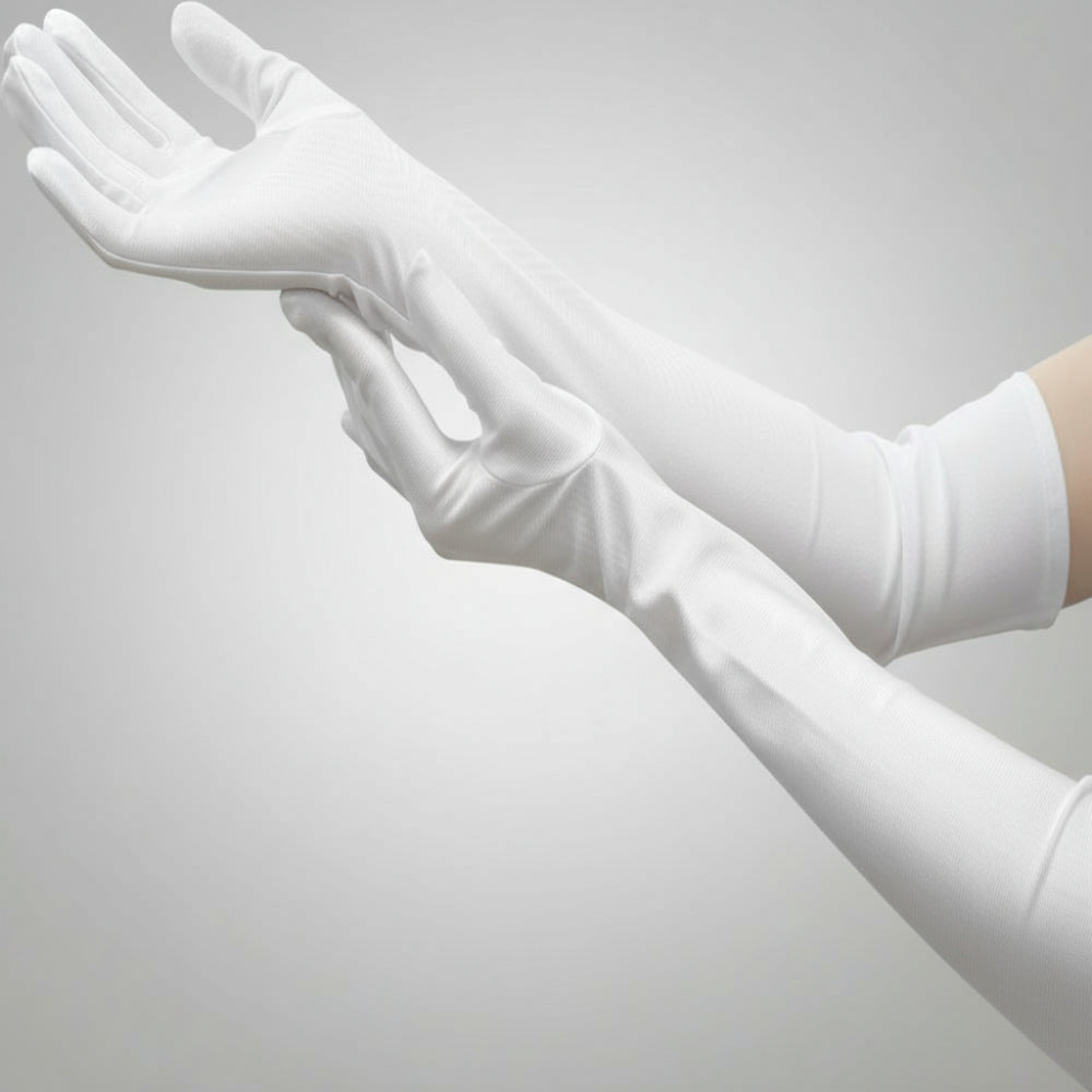 Satin Opera Gloves – Long Elbow Length for Evening Wear & Costume