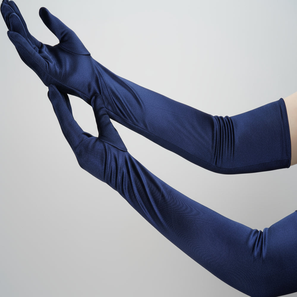 Satin Opera Gloves – Long Elbow Length for Evening Wear & Costume