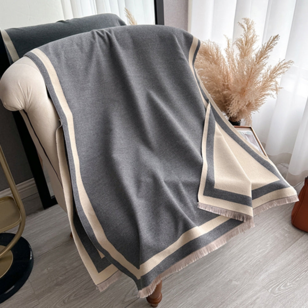 Savéra Striped Double-Sided Poncho Scarf