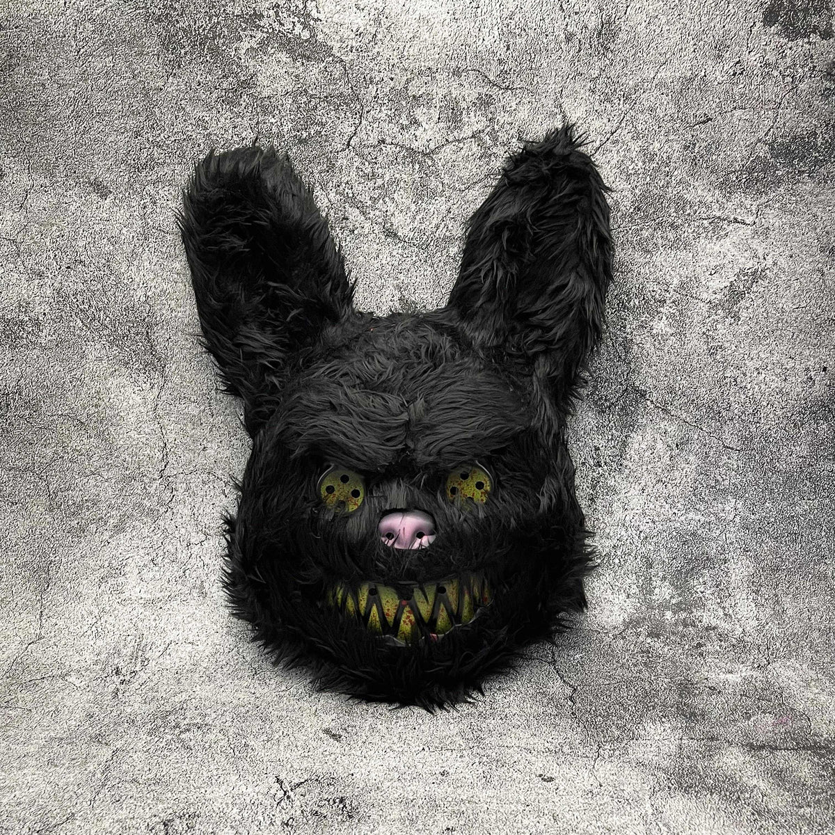 Scary bunny mask or bear mask for Halloween in faux fur with blood-stained teeth, 4 designs and sets of 2, adult size