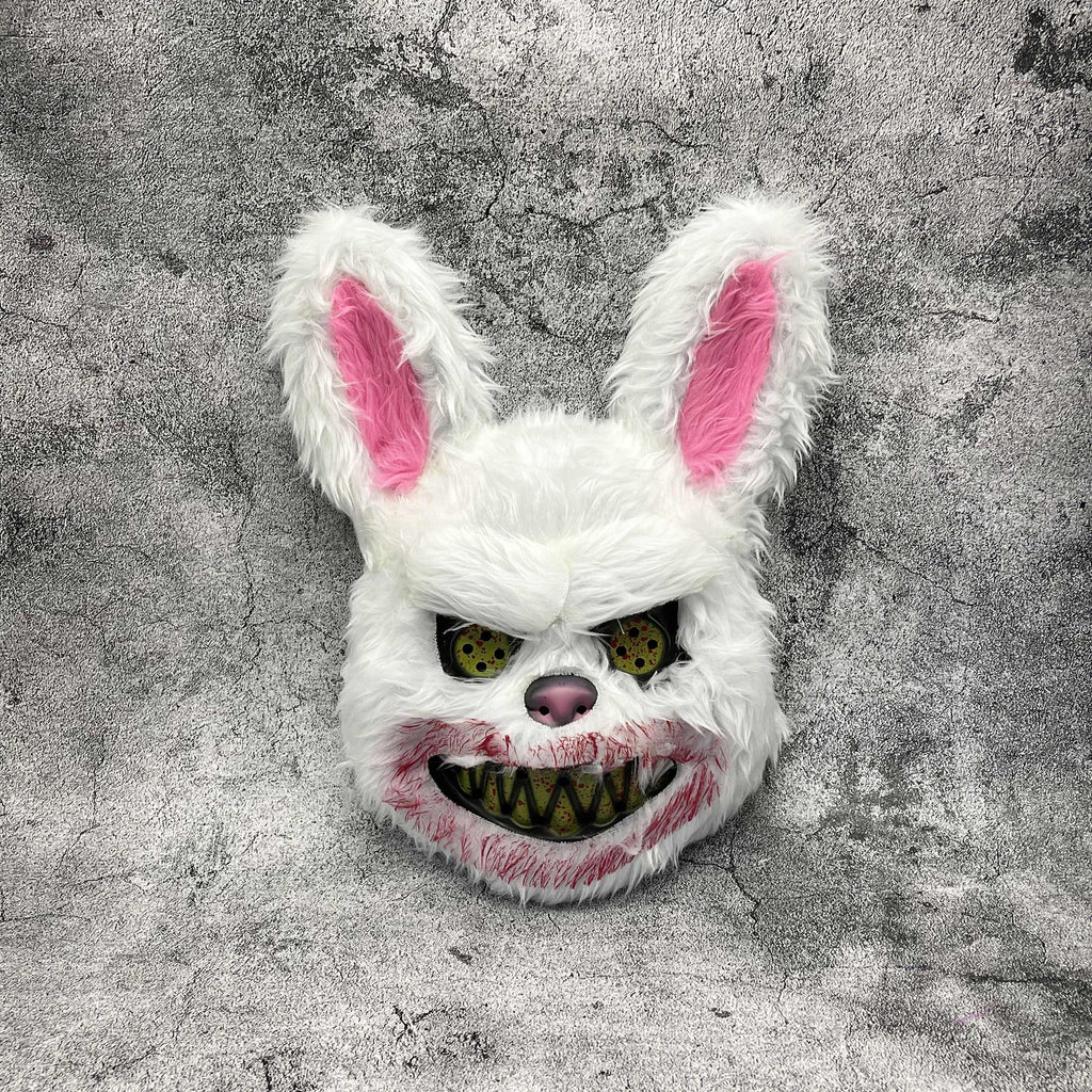 Scary bunny mask or bear mask for Halloween in faux fur with blood-stained teeth, 4 designs and sets of 2, adult size