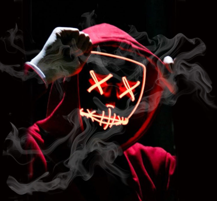 Scary Halloween mask, smiling demon horror mask in latex for adults, creepy mask for parties and cosplay, LED versions t