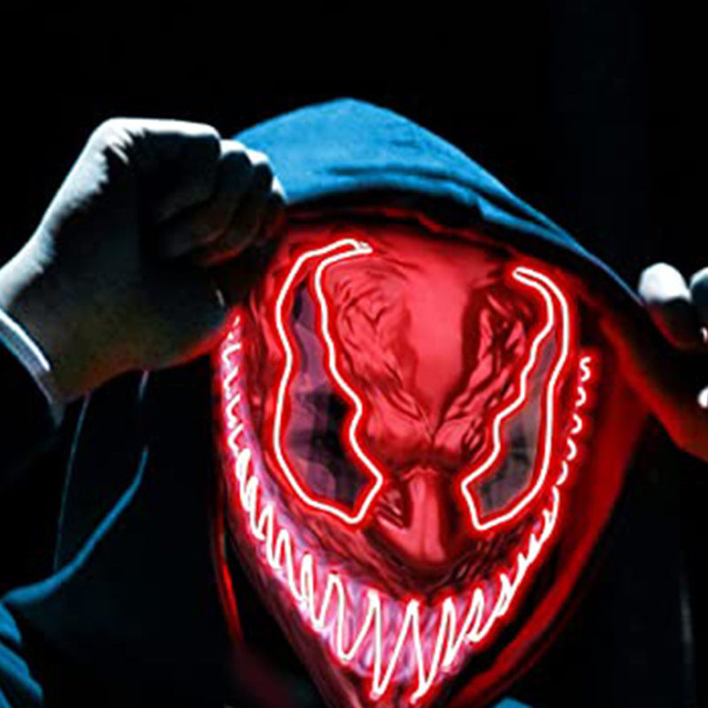 Scary Halloween mask, smiling demon horror mask in latex for adults, creepy mask for parties and cosplay, LED versions t