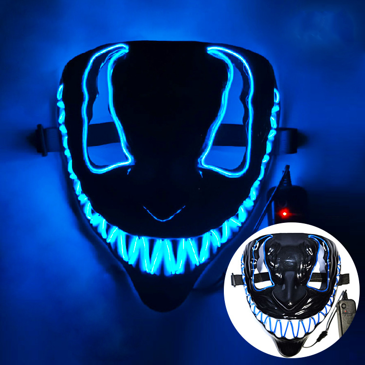 Scary Halloween mask, smiling demon horror mask in latex for adults, creepy mask for parties and cosplay, LED versions t