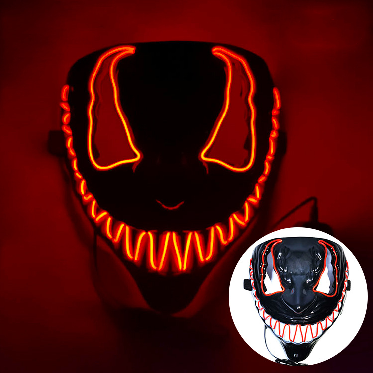 Scary Halloween mask, smiling demon horror mask in latex for adults, creepy mask for parties and cosplay, LED versions t