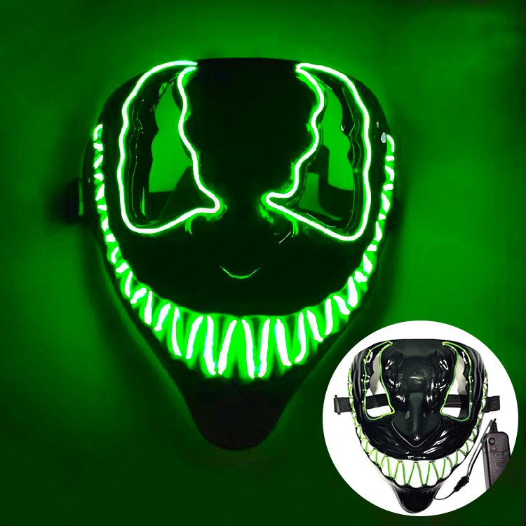 Scary Halloween mask, smiling demon horror mask in latex for adults, creepy mask for parties and cosplay, LED versions t