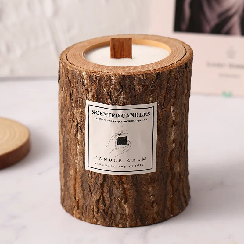 Scented Candle in Wooden Vessel – Mood-Enhancing Artisan Candle