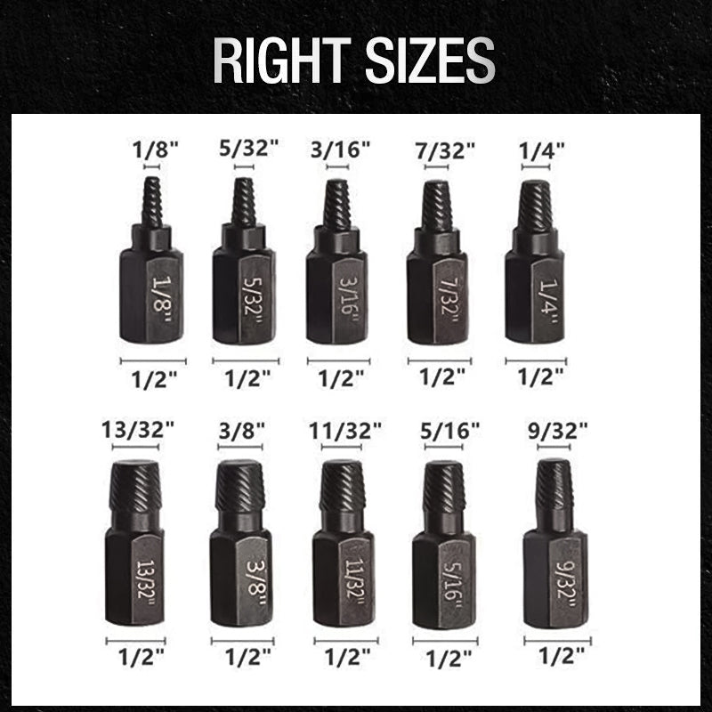 Screw and Bolt Extractor Set – 10-Piece Damaged Fastener Removal Kit
