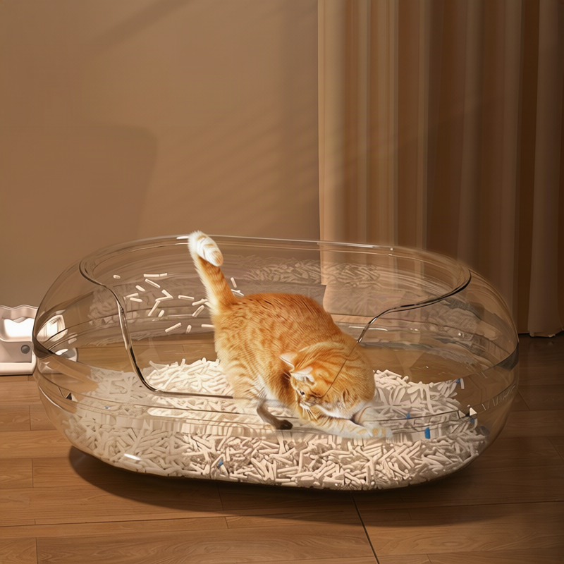 Semi-Open Cat Litter Box – 13.8" Wide
