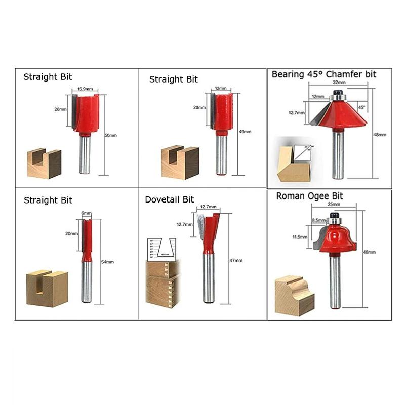 Shank Woodworking Router Bit Set