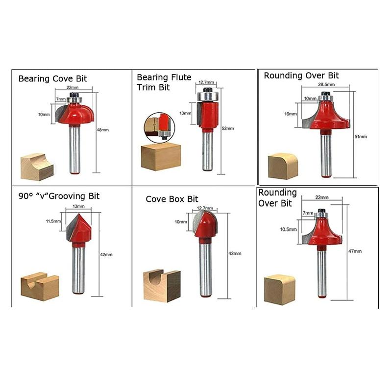 Shank Woodworking Router Bit Set