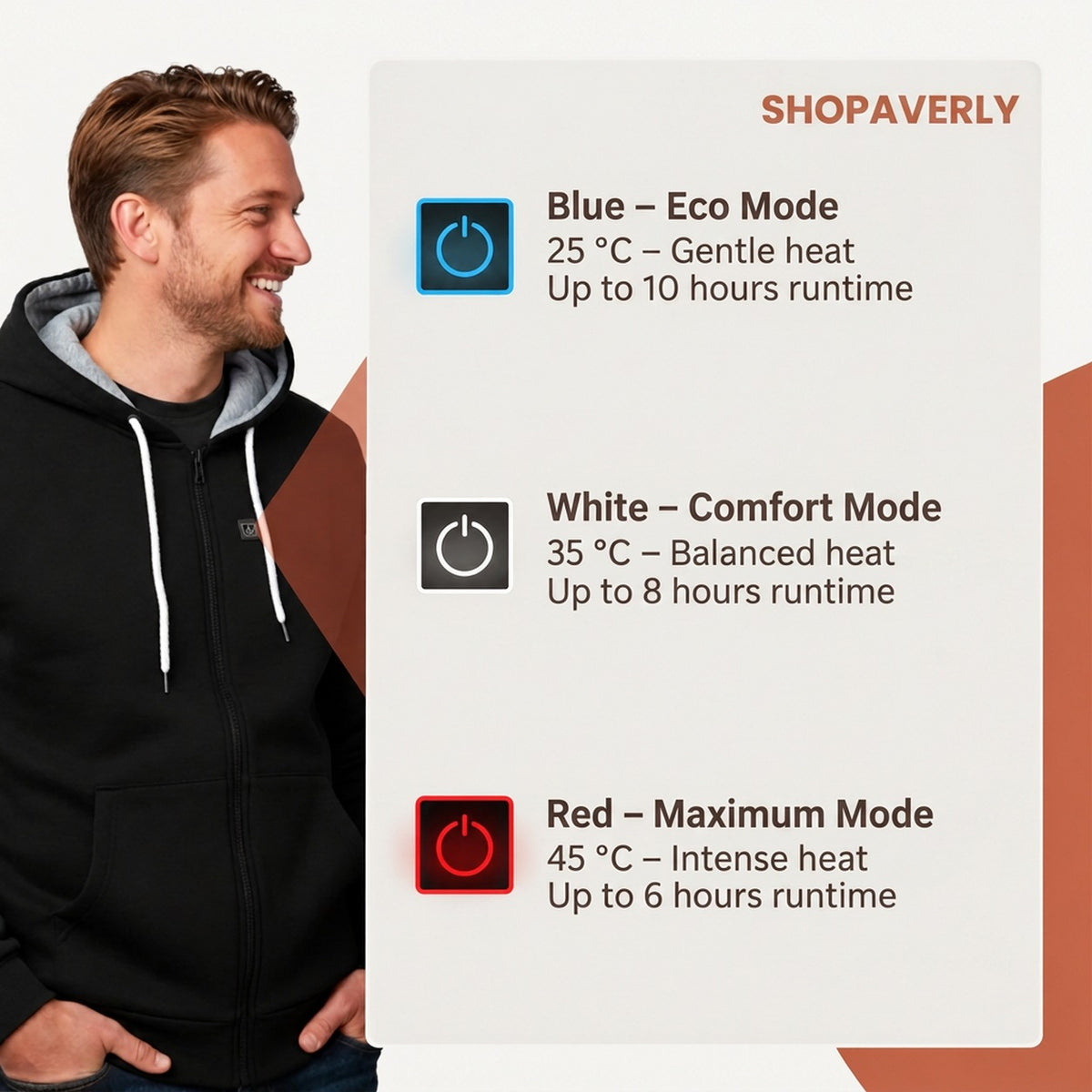 Shopaverly X Men's Heated Hoodie – 3 Heating Zones, Waterproof