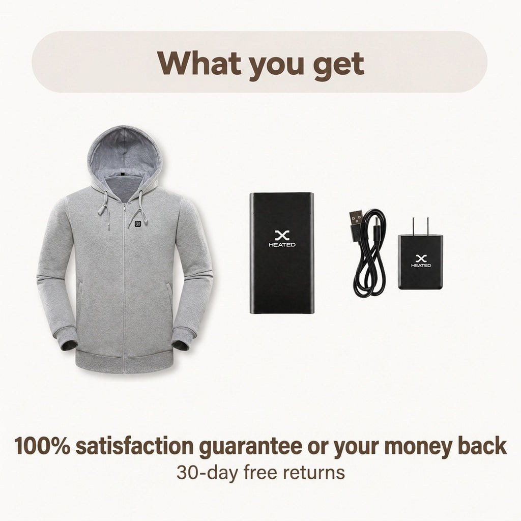 Shopaverly X Men's Heated Hoodie – 3 Heating Zones, Waterproof