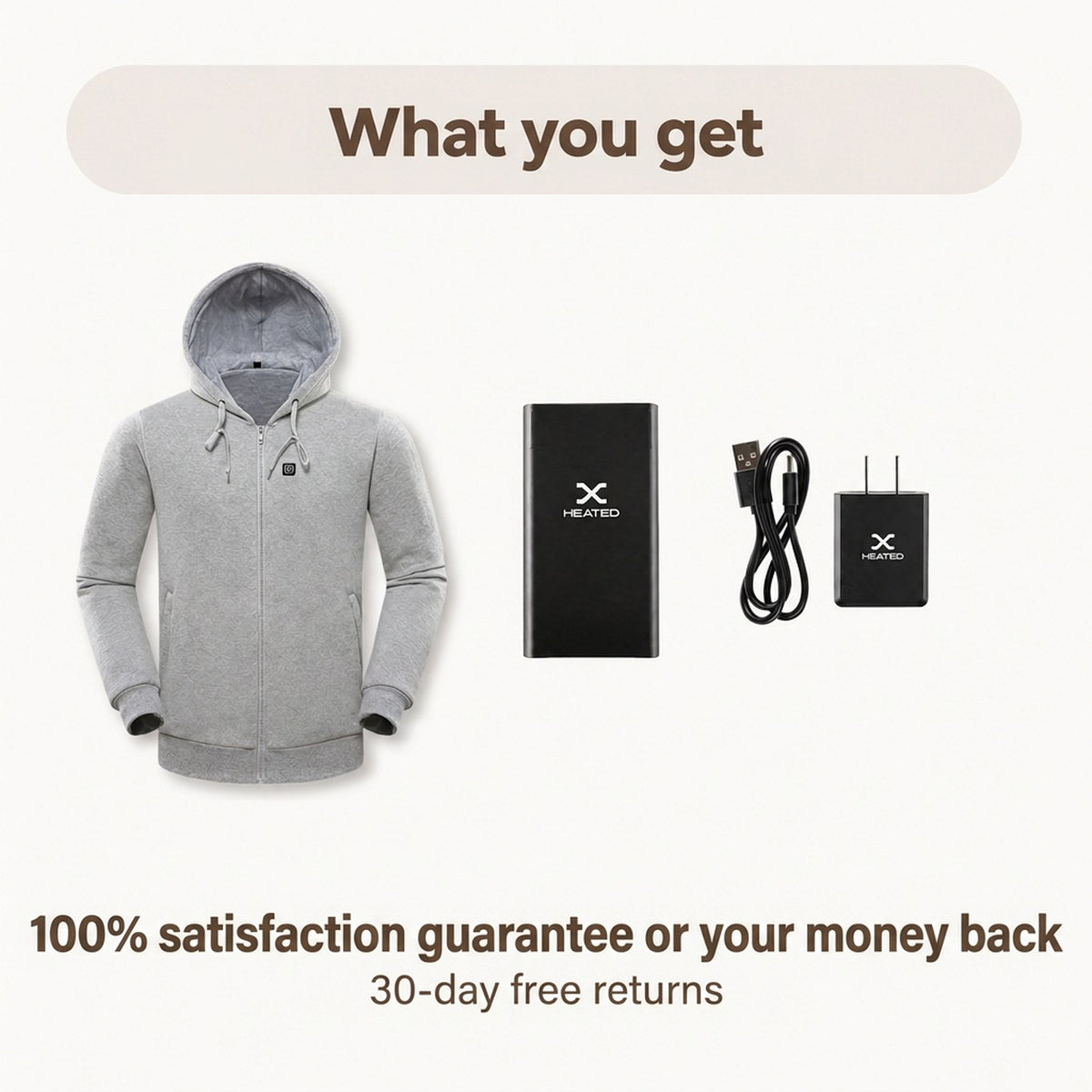 Shopaverly X Men's Heated Hoodie – 3 Heating Zones, Waterproof