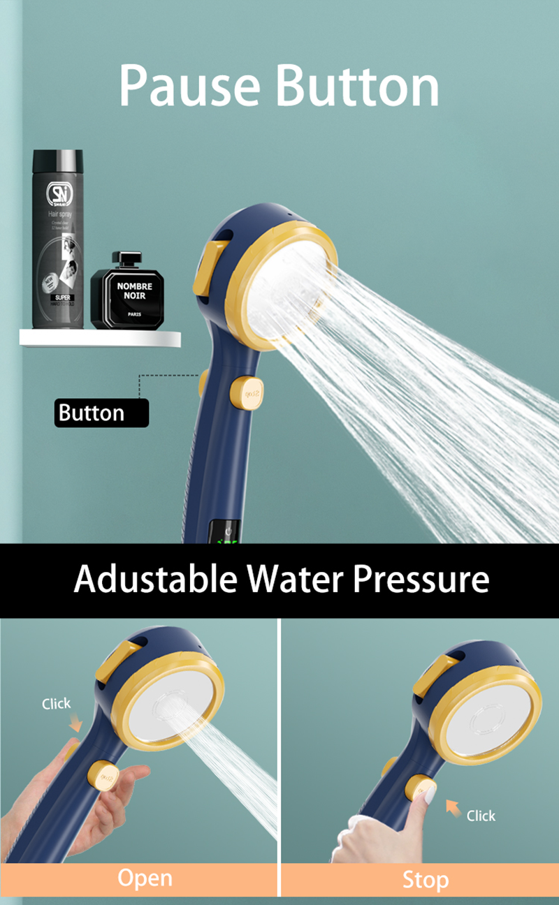 Shower Head with Built-In Temperature Display