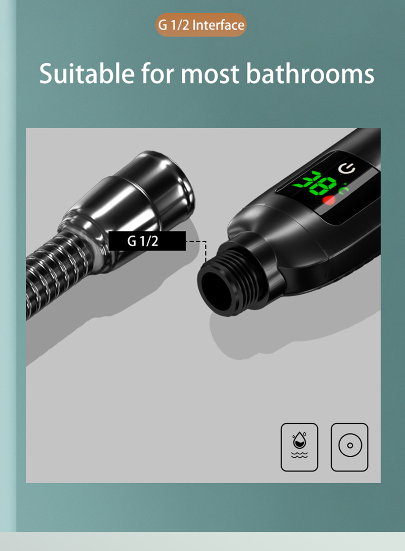 Shower Head with Built-In Temperature Display