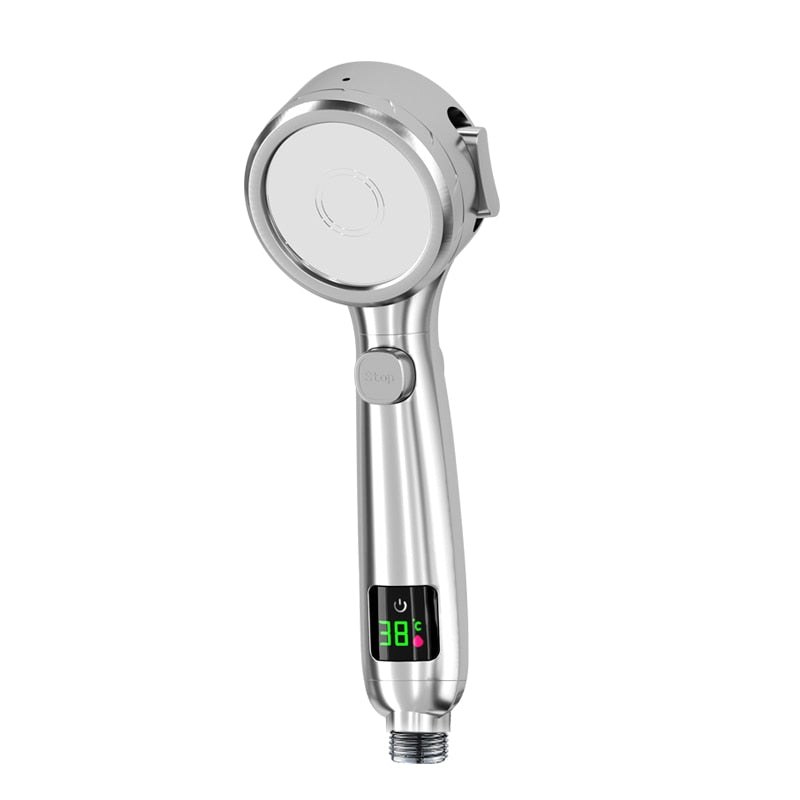 Shower Head with Built-In Temperature Display