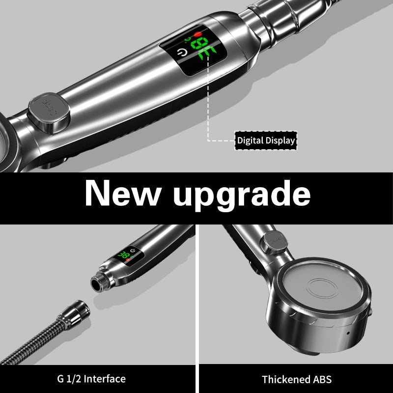 Shower Head with Built-In Temperature Display