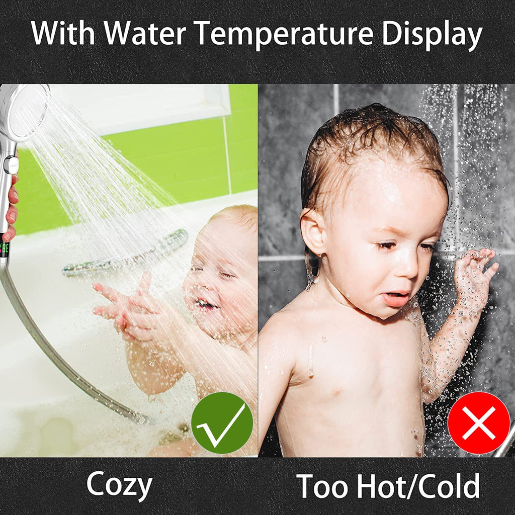 Shower Head with Built-In Temperature Display