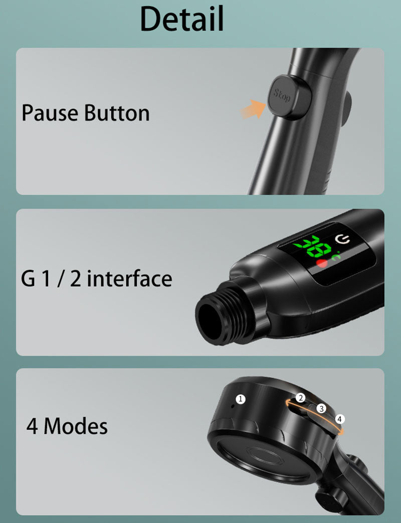 Shower Head with Built-In Temperature Display