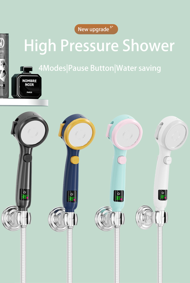 Shower Head with Built-In Temperature Display