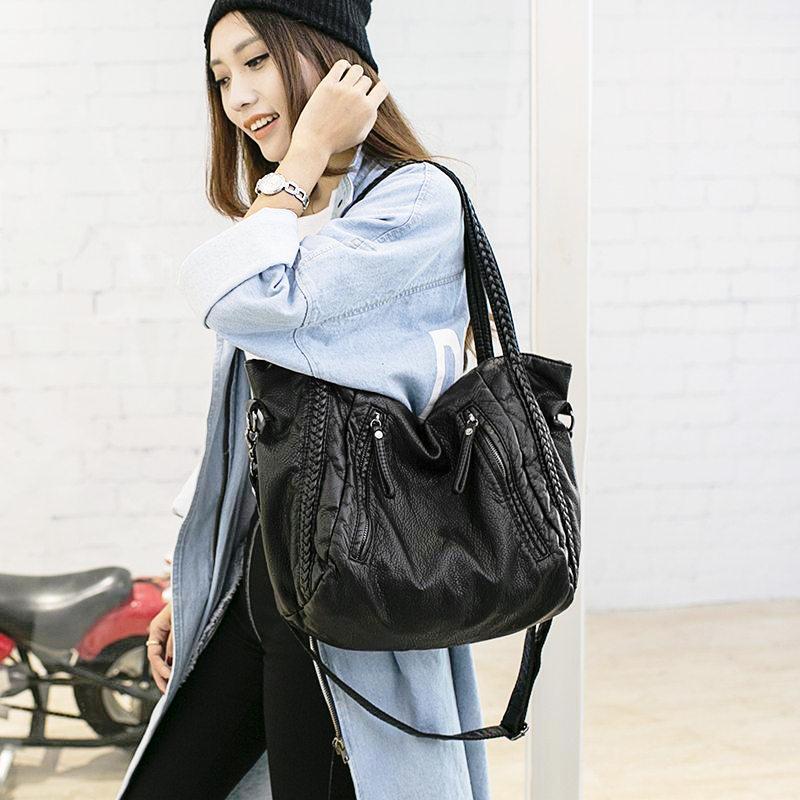 Sisjuly 2018 Black Leather Hobo Bag