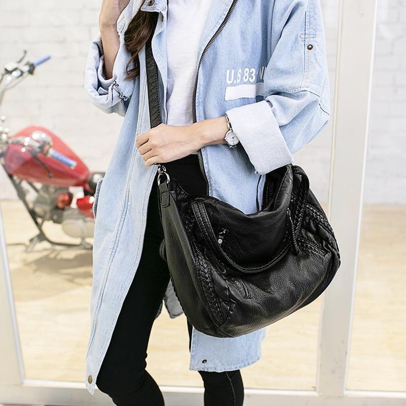 Sisjuly 2018 Black Leather Hobo Bag