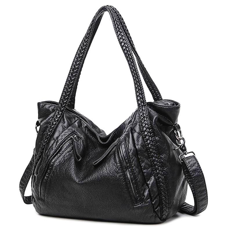 Sisjuly 2018 Black Leather Hobo Bag