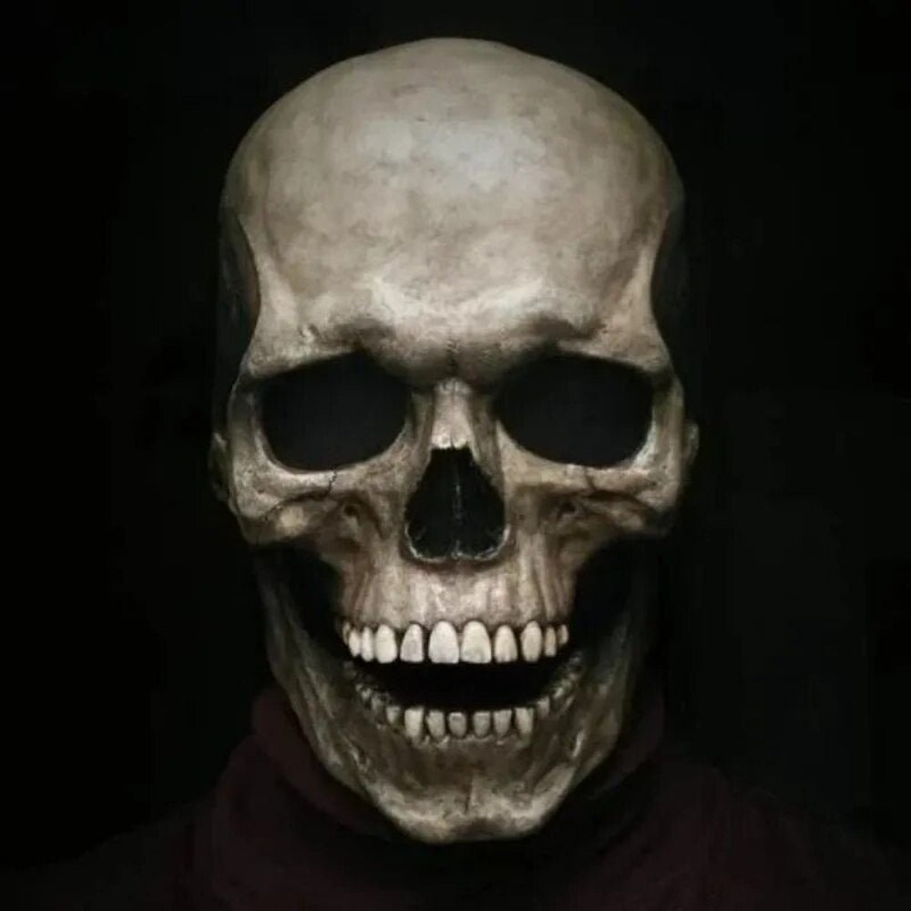 Skull Mask with Movable Jaw – Realistic Latex Full Head Costume