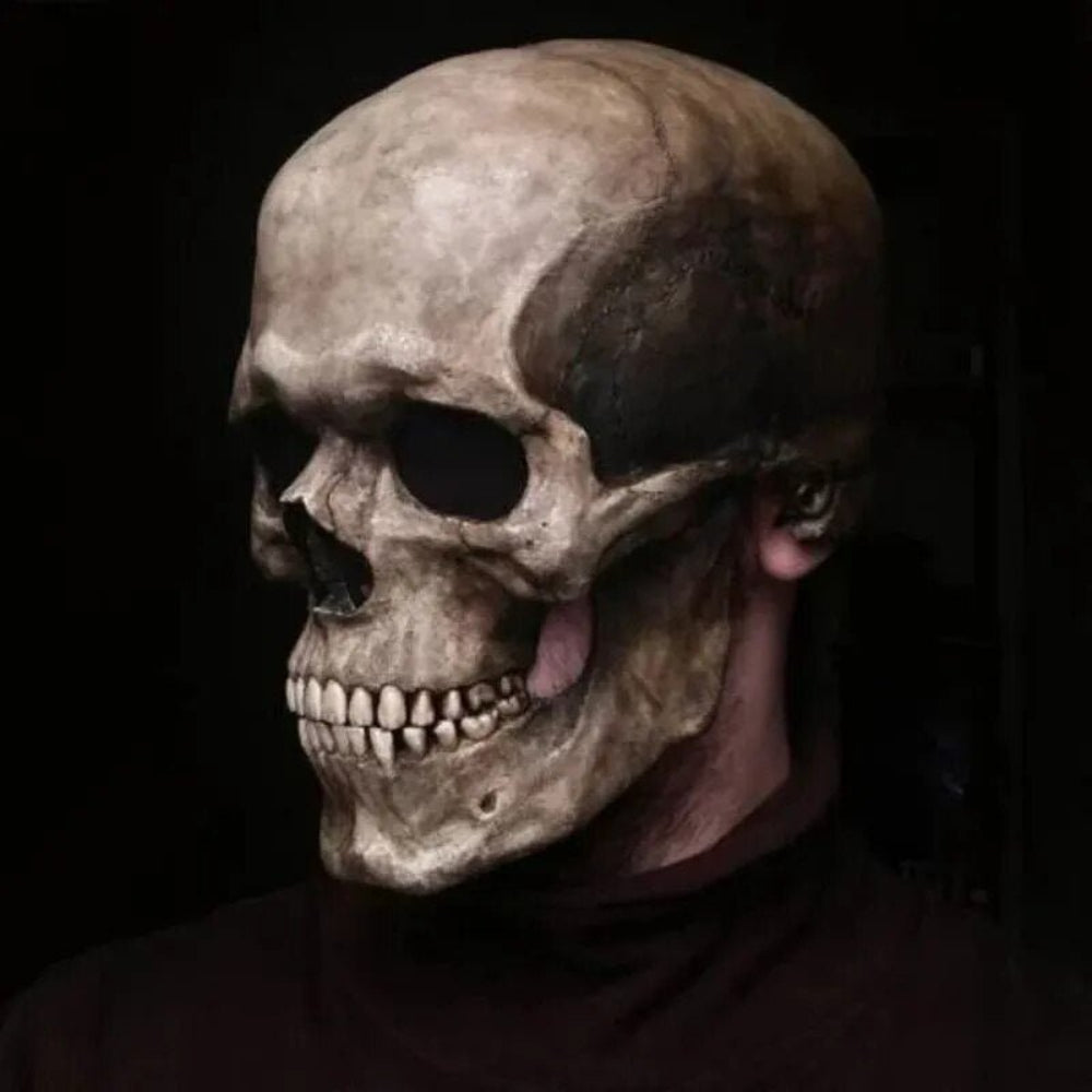 Skull Mask with Movable Jaw – Realistic Latex Full Head Costume
