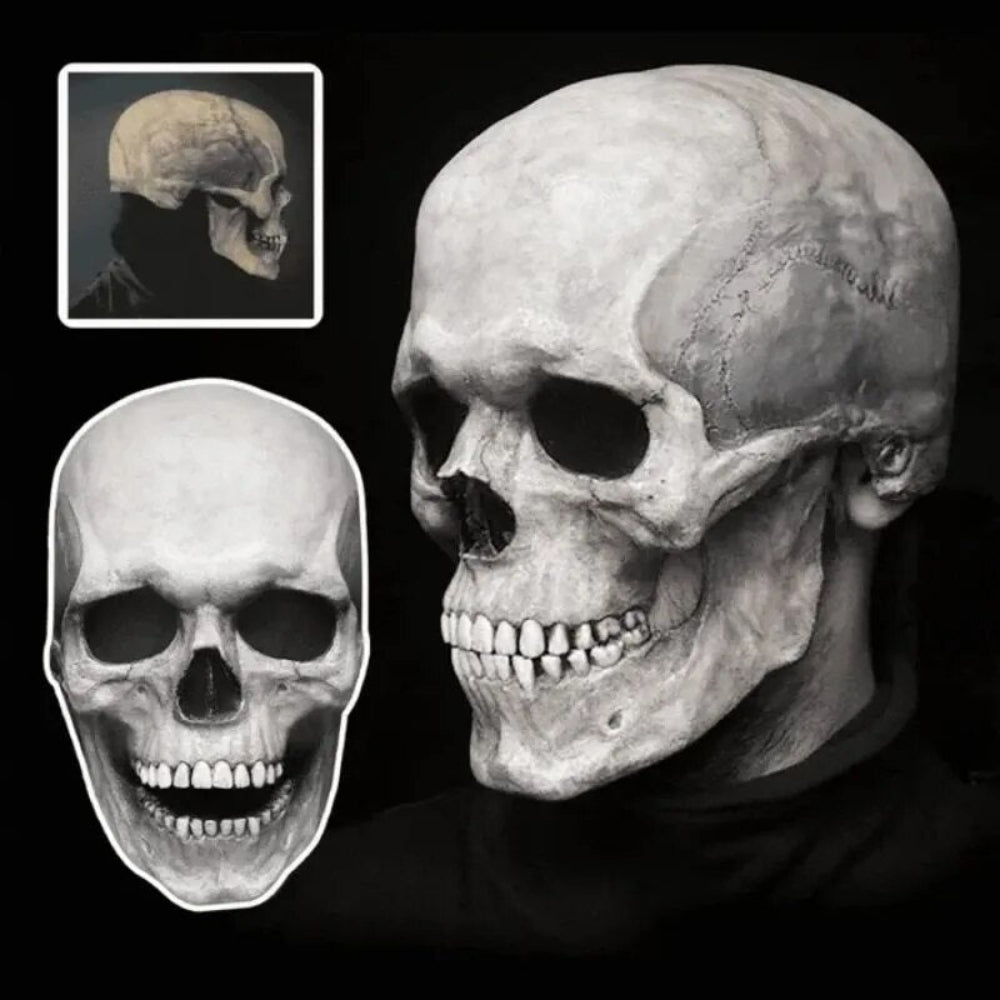 Skull Mask with Movable Jaw – Realistic Latex Full Head Costume