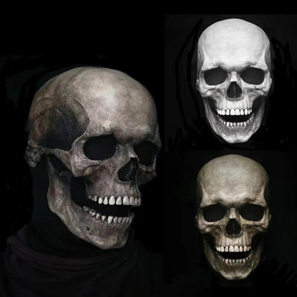 Skull Mask with Movable Jaw – Realistic Latex Full Head Costume