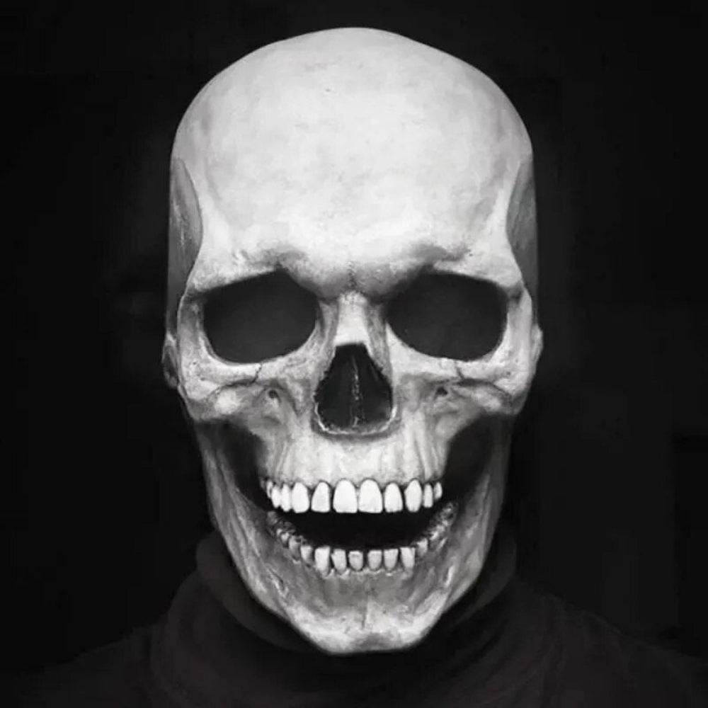 Skull Mask with Movable Jaw – Realistic Latex Full Head Costume