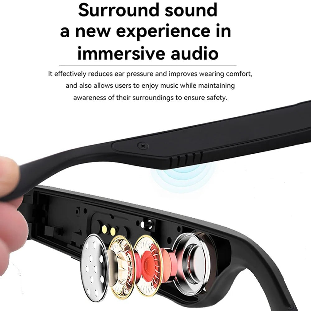Smart Glasses with Blue Light Filter – Bluetooth Calls, Music & Waterproof Design