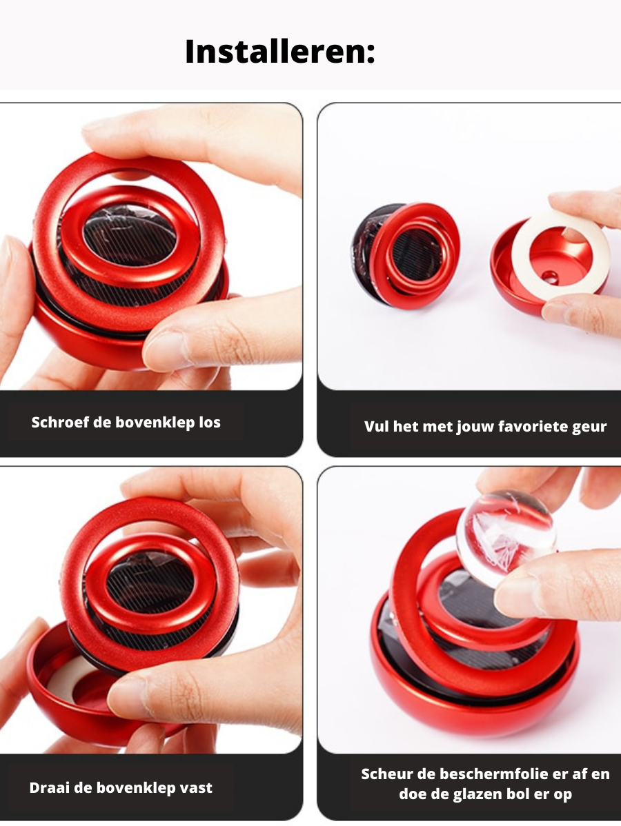 Solar Powered Car Air Freshener with 360° Fragrance Distribution